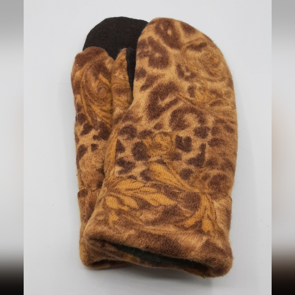 Handmade Upcycled Wool Sweater Mittens Fleece Lined Vintage Sweater Pre-Shrunk - Picture 3 of 5